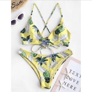 NWOT ZAFUL Crisscross Pineapple Reversible Bikini